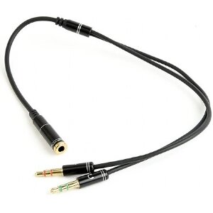 CABLEXPERT CCA-418M 3.5MM 4-PIN SOCKET TO 2X 3.5MM STEREO PLUG ADAPTER CABLE BLACK