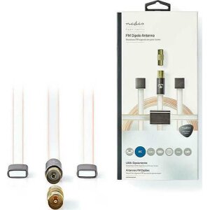 NEDIS ANFMTB105GY20 FM DIPOLE ANTENNA SET IEC (COAX) + COAX ADAPTER MALE - MALE 2.0M TRANSPARENT