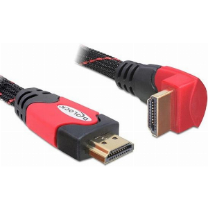 DELOCK 82686 HIGH SPEED HDMI WITH ETHERNET CABLE MALE ANGLED - MALE STRAIGHT 2M