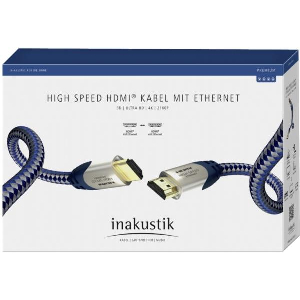IN-AKUSTIK PREMIUM HIGH SPEED 4K HDMI CABLE WITH ETHERNET GOLD-PLATED 0.75M BLUE/SILVER