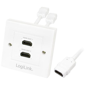 LOGILINK AH0015 HDMI WALL PLATE WITH 2X HDMI FEMALE WHITE