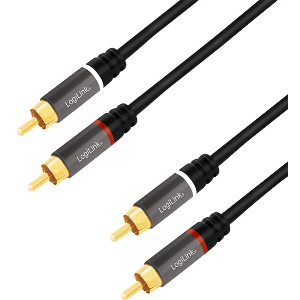 LOGILINK CA1201 STEREO AUDIO CABLE 2 X 2 RCA MALE 0.5M BLACK