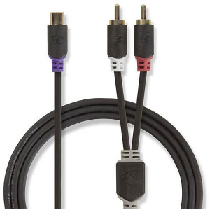 NEDIS CABW24020AT02 SUBWOOFER CABLE 2X RCA MALE - RCA FEMALE 0.2 M
