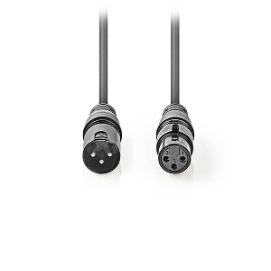 NEDIS COTG15010GY200 BALANCED XLR AUDIO CABLE XLR 3-PIN MALE - XLR 3-PIN FEMALE 20 M GREY