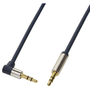 LOGILINK CA11150 AUDIO CABLE 2X 3.5MM MALE ONE SIDE 90° ANGELED GOLD PLATED 1.5M DARK BLUE