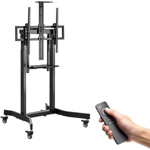GEMBIRD MOTORIZED HEIGHT ADJUSTABLE TV FLOOR STAND WITH CASTER WHEELS AND REMOTE 55-100 TVS-100T-01