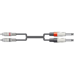 2R-2M6J600 ΚΑΛΩΔΙΑ ΗΧΟΥ 2 X 6.3MM MONO JACK - 2 X RCA 6M (ΤΕΜΑΧΙΟ)