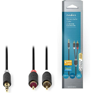 NEDIS CABW22200AT05 STEREO AUDIO CABLE 3.5 MM MALE - 2X RCA MALE 0.5 M ANTHRACITE
