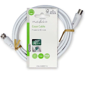 NEDIS CSGL41800WT15 SATELLITE & ANTENNA CABLE F MALE - IEC (COAX) MALE 1.50M WHITE