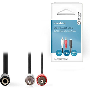 NEDIS CAGB22255BK02 STEREO AUDIO CABLE 2X RCA MALE - 3.5 MM FEMALE 0.2 M BLACK