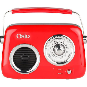 OSIO OPR-3040R ΚΟΚΚΙΝΟ ΡΕΤΡΟ ΦΟΡΗΤΟ ΑΝΑΛΟΓΙΚΟ ΡΑΔΙΟΦΩΝΟ ΜΕ BLUETOOTH AUX USB FM ΚΑΙ SUBWOOFER 24W