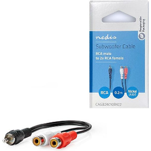 NEDIS CAGB24010BK02 SUBWOOFER CABLE RCA MALE - 2X RCA FEMALE 0.20M BLACK