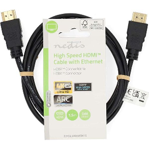 NEDIS CVGL34060BK15 HIGH SPEED HDMI CABLE WITH ETHERNET 4K@60HZ 1.50M BLACK