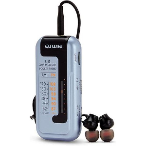 AIWA MINI POCKET RADIO WITH EARPHONES SILVER R-22SL