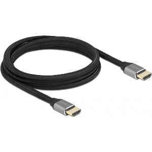 DELOCK BRAIDED CABLE HDMI MALE - HDMI MALE 2M ΜΑΥΡΟ 83996