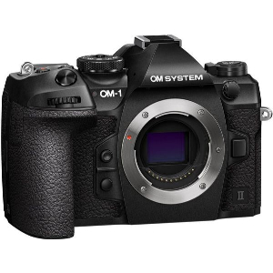 OLYMPUS OM SYSTEM OM-1 II BODY BLACK W. CB-USB13 USB CABLE, SHOULDER STRAP, BLX-1 LI-ION BATTERY
