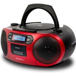AIWA PORTABLE CD/MP3/USB/TAPE/BT WITH FM PLL RADIO RED BBTC-550RD