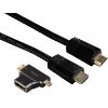 HAMA 122227 HIGH SPEED HDMI CABLE 1.5M + 2 HDMI ADAPTERS BLACK