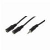 LOGILINK CA1046 AUDIO EXTENSION CABLE 1X 3.5MM MALE TO 2X 3.5MM FEMALE 0.2M BLACK