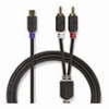 NEDIS CABW24020AT02 SUBWOOFER CABLE 2X RCA MALE - RCA FEMALE 0.2 M