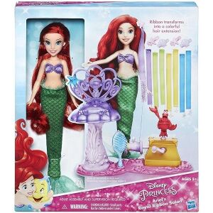 DISNEY PRINCESS DELUXE HAIR PLAY FASHION DOLL ASST ARIELS ROYAL RIBBON SALON (B6835)