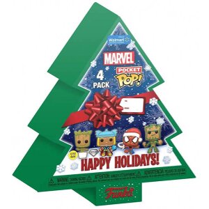 FUNKO POCKET POP! 4-PACK MARVEL - HAPPY HOLIDAYS TREE BOX VINYL FIGURES KEYCHAIN