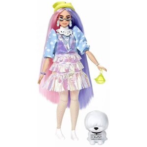 BARBIE EXTRA: CURVY DOLL WITH SHIMMER LOOK AND PET PUPPY (GVR05)
