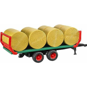 BRUDER BALE TRANSPORT TRAILER (WITH 8 ROUND BALES)