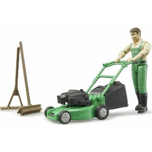 BRUDER BWORLD GARDENER WITH LAWNMOWER