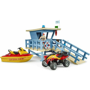 BRUDER BWORLD LIFE GUARD STATION WITH QUAD AND PERSONAL WATER CRAFT