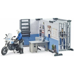 BRUDER BWORLD POLICE STATION WITH POLICE MOTORCYCLE