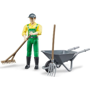 BRUDER FARMER FIGURE SET WITH ACCESSORIES