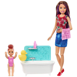 MATTEL BARBIE SKIPPER BABYSITTER INC - DOLL AND BATHTUB PLAYSET (FXH05)