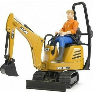 BRUDER JCB MICRO EXCAVATOR 8010 CTS AND CONSTRUCTION WORKER (YELLOW)