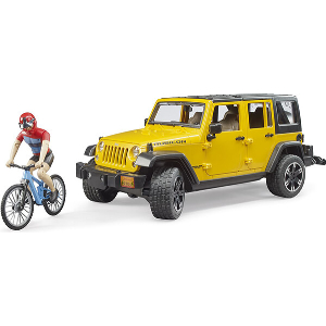 BRUDER JEEP WRANGLER RUBICON UNLIMITED (YELLOW/BLACK, INCL. BIKE AND CYCLIST)