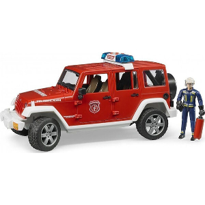 BRUDER JEEP WRANGLER UNLIMITED RUBICON FIRE TRUCK WITH FIREFIGHTER (RED/WHITE)