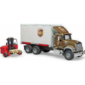 BRUDER MACK GRANITE UPS LOGISTICS TRUCK (WITH TRUCK-MOUNTED FORKLIFT)