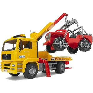 BRUDER MAN TGA TOW TRUCK WITH OFF-ROAD VEHICLE (WITHOUT LIGHT AND SOUND MODULE)