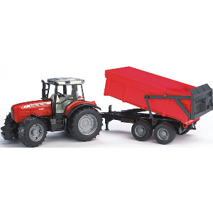 BRUDER MASSEY FERGUSON 7480 (RED/BLACK, WITH TUB TILT TRAILER)