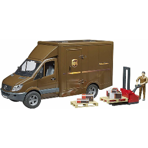 BRUDER MB SPRINTER UPS WITH DRIVER AND ACCESSORIES (BROWN)