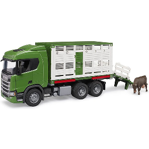 BRUDER SCANIA SUPER 560R ANIMAL TRANSPORT TRUCK (INCL. 1 CATTLE)