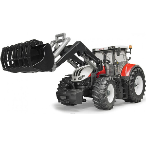 BRUDER STEYR 6300 TERRUS CVT WITH FRONT LOADER (WHITE/RED)