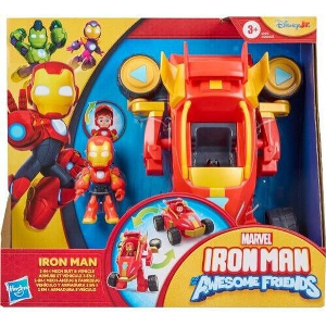 HASBRO MARVEL IRON MAN AND HIS AWESOME FRIENDS - IRON MAN 2 IN 1 MECH SUIT & VEHICLE