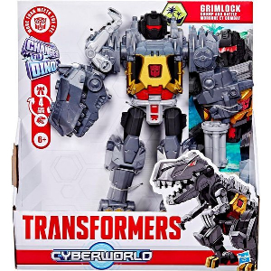 HASBRO TRANSFORMERS CHANGES TO DINO CYBERWORLD - CHOMP & BATTLE GRIMLOCK ACTION FIGURE