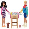 BARBIE MINI PLAYSET WITH PET ACCESSORIES AND WORKING FOOSBALL TABLE, NIGHT THEME GRG77