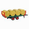BRUDER BALE TRANSPORT TRAILER (WITH 8 ROUND BALES)