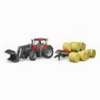 BRUDER CASE IH OPTUM 300CVX WITH FRONT LOADER AND BALE TRANSPORT TRAILER