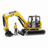 BRUDER CAT MINI EXCAVATOR (YELLOW/BLACK, WITH CONSTRUCTION WORKER)