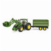 BRUDER JOHN DEERE 7R 350 WITH FRONT LOADER AND TANDEM AXLE TRAILER (GREEN)