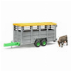 BRUDER LIVESTOCK TRANSPORT TRAILER WITH COW (GRAY)
